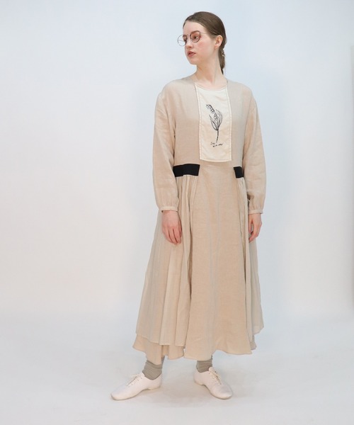 「haupia」 長袖ワンピース MEDIUM ベージュ レディース_2