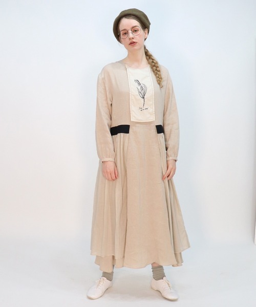 「haupia」 長袖ワンピース MEDIUM ベージュ レディース_3