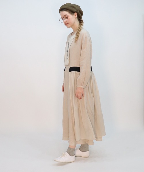 「haupia」 長袖ワンピース MEDIUM ベージュ レディース_4