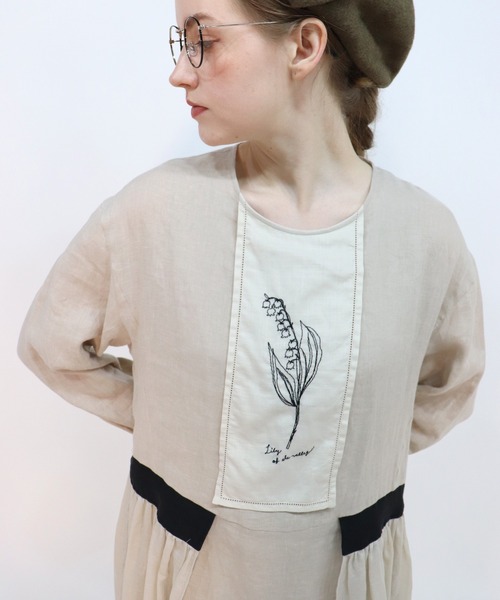 「haupia」 長袖ワンピース MEDIUM ベージュ レディース_6