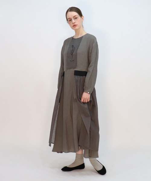 「haupia」 長袖ワンピース MEDIUM ベージュ レディース_7