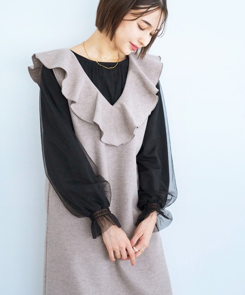 「mil」 ノースリーブワンピース X-SMALL ブラック レディース_画像7