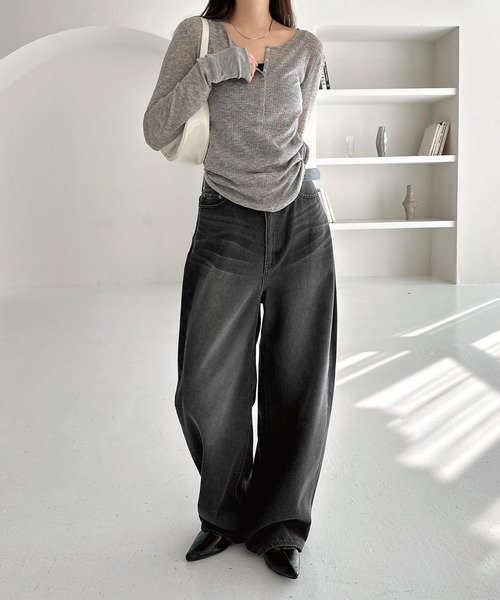 「andme」 デニムパンツ M ブルー レディース_画像7