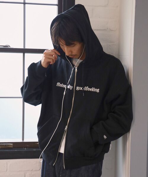 「FFEIN」 ジップアップパーカー LARGE ネイビー メンズ_画像6