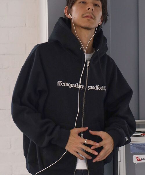 「FFEIN」 ジップアップパーカー LARGE ネイビー メンズ_画像7