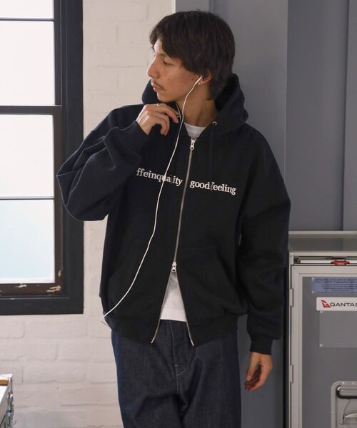 「FFEIN」 ジップアップパーカー LARGE ネイビー メンズ_画像8