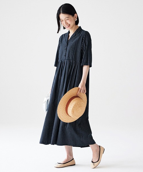 「Sunny clouds」 シャツワンピース NM ブラック レディース_画像4
