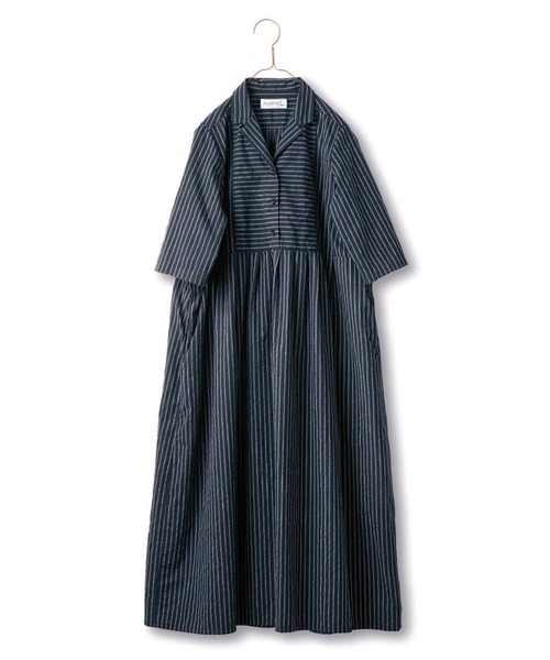 「Sunny clouds」 シャツワンピース NM ブラック レディース_画像7