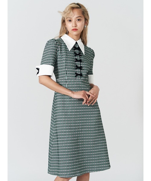 「PAMEO POSE」 シャツワンピース SMALL グリーン レディース_画像3