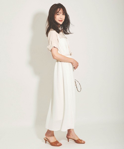「The Virgnia」 シャツワンピース 36 ベージュ レディース_画像4