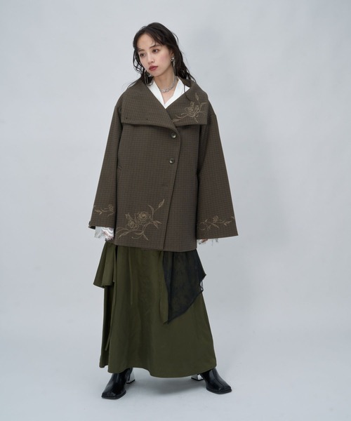 HARE（ハレ） ノーカラーコート コート ウーリーテックシシュウ2WAY