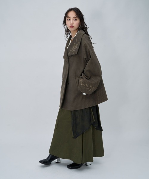HARE（ハレ） ノーカラーコート コート ウーリーテックシシュウ2WAY