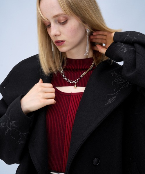 HARE（ハレ） ノーカラーコート コート ウーリーテックシシュウ2WAY