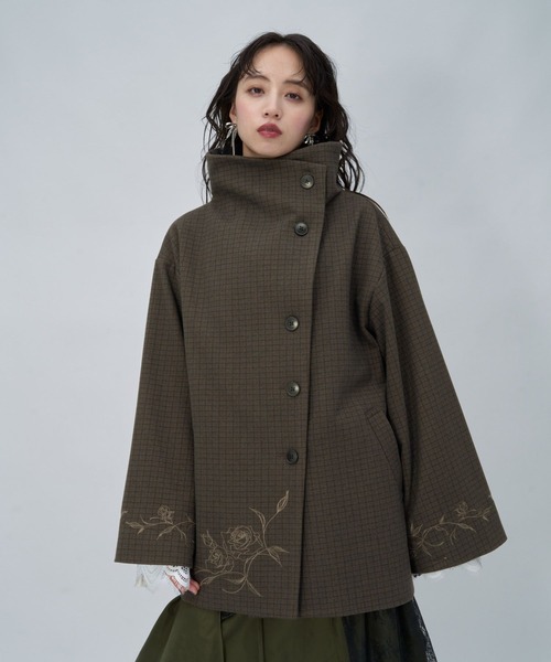 HARE（ハレ） ノーカラーコート コート ウーリーテックシシュウ2WAY