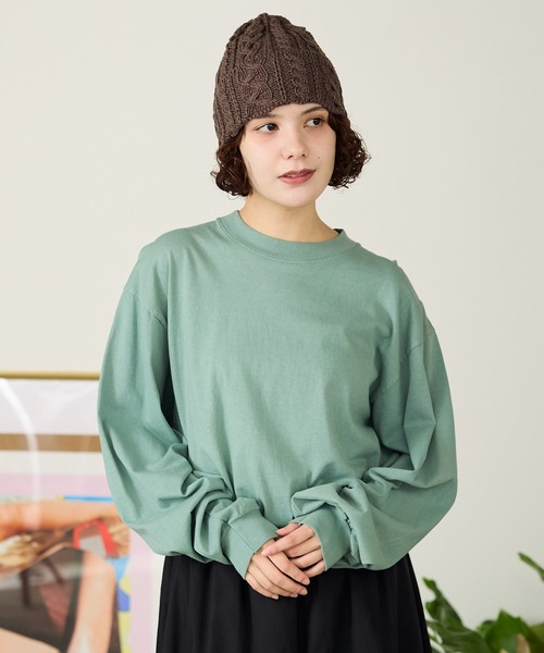 tシャツ Los Angeles Apparel/ロサンゼルスアパレル 6.5oz L/S Grmnt DyeCrewNeck 長袖Tシャツ レディー