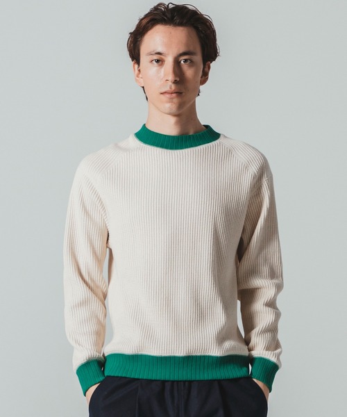 Jackman TANABE MERIYASU ワッフルニット サーマルグリーン Jackman（ジャックマン） セーター ニット Waffle Midneck メンズ