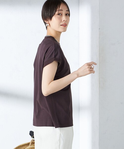【シップス　ウィメン】SHIPS Primary Navy Label: ニュー スヴィン コットン フレンチ スリーブ SHIPS tシャツ Primary Navy Label: ニュー スヴィン コットン