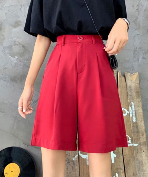 パンツ 「夏コーデに大活躍!」センタータックショートパンツ