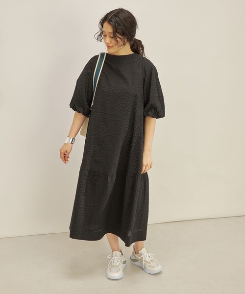 ships バックリボン　ワンピース（キャメル） シップス SHIPS 〈手洗い可能〉 バックリボン 切替 ワンピース