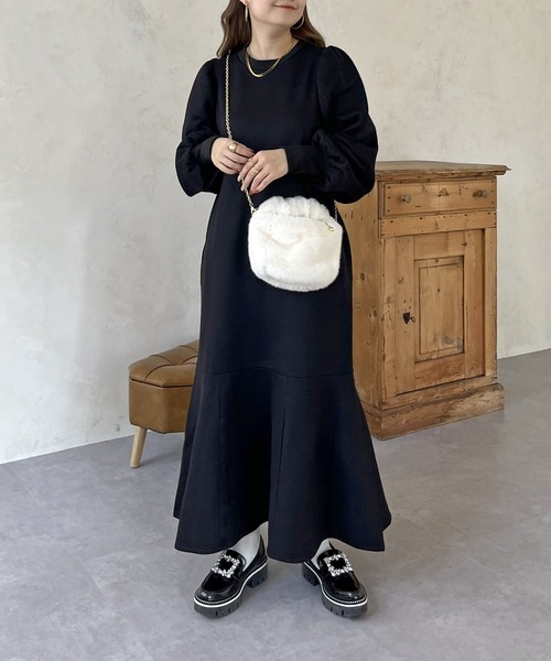 ワンピース パフスリーブマーメイドスウェットワンピ レディース  