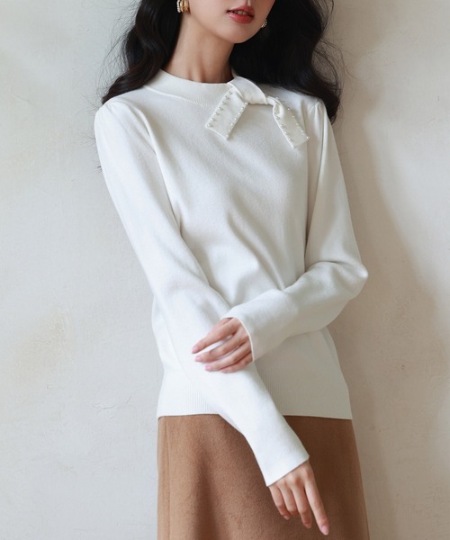 SAISON DE PAPILLON（セゾンドパピヨン） ニット セーター 首元パール