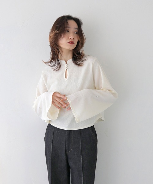 CLEIO（クレイオ） ブラウス シャツ 「CLEIO」袖フレア涙開きブラウス