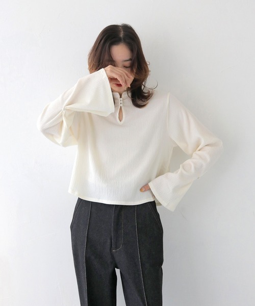 CLEIO（クレイオ） ブラウス シャツ 「CLEIO」袖フレア涙開きブラウス