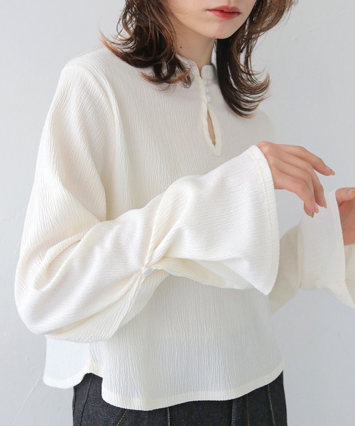 ブラウス シャツ 「CLEIO」袖フレア涙開きブラウス レディース CLEIO ブラウス シャツ 「CLEIO」袖フレア涙開きブラウス