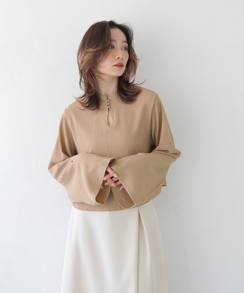 CLEIO（クレイオ） ブラウス シャツ 「CLEIO」袖フレア涙開きブラウス