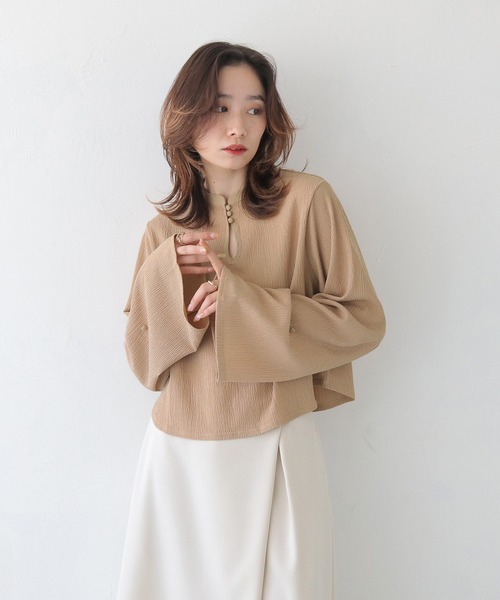 ブラウス シャツ 「CLEIO」袖フレア涙開きブラウス レディース CLEIO ブラウス シャツ 「CLEIO」袖フレア涙開きブラウス