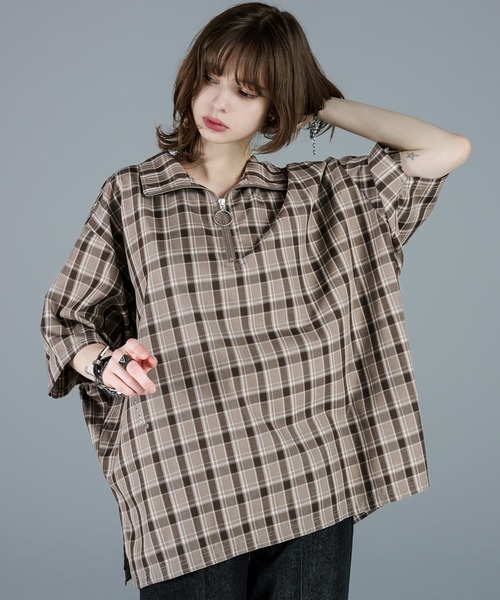 ADRER（アドラー） 七分袖 シャツ TR dolman half ring zip shirt