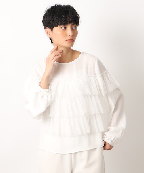 cocodeal ティアードフリルシャツ ブラウス OPAQUE.CLIP ブラウス シャツ チュールティアードフリルブラウス