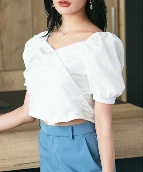 ブラウス シャツ カシュクールブラウス レディース ViSage ブラウス シャツ フロントカシュクールブラウス