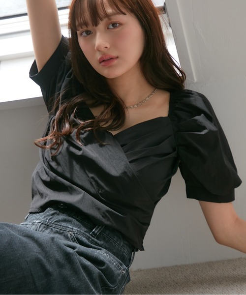 ブラウス シャツ フルールドットカシュクールブラウス レディース MAISON DE THERESE ブラウス シャツ ゆったりルーズオーバー