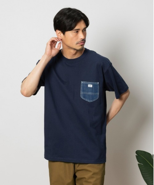 アメリカーナLEE別注ボックスプリーツ6部袖Tシャツ Lee（リー） tシャツ 「Lee」別注 デニムポケット Tシャツ メンズ