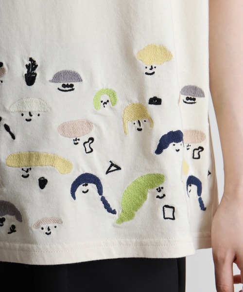 Emago tシャツ EMAGO スマイル刺繍Tシャツ レディース