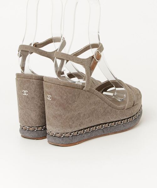 CHANEL」 ヒールサンダル 37.5 グレー レディース : 85305978 