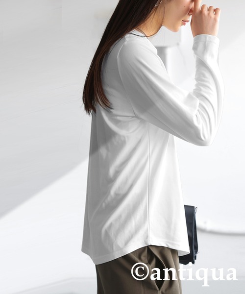 アンティカロングVネックシャツ antiqua（アンティカ） tシャツ VネックロングTシャツ レディース
