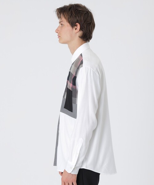 CB CRESTBRIDGE パッチワーク　パネルシャツ BLACK LABEL CRESTBRIDGE シャツ パッチワークチェック