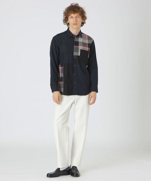 【BLACK LABEL CREST BRIDGE】パッチワークデザインシャツ BLACK LABEL CRESTBRIDGE シャツ パッチワークチェック