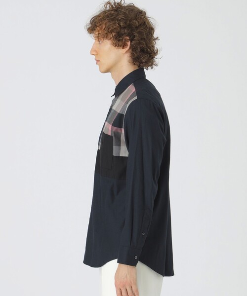 CB CRESTBRIDGE パッチワーク　パネルシャツ BLACK LABEL CRESTBRIDGE シャツ パッチワークチェック