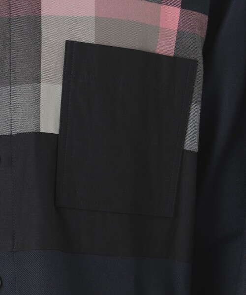 black label crestbridge シャツ型ジャケット BLACK LABEL CRESTBRIDGE シャツ パッチワークチェック