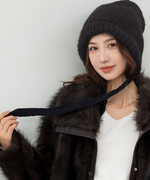 Shushutong リボンニット帽バラクラバ ③ DAY CLOSET ニット帽 ニットキャップ 今っぽ韓国スタイル実現