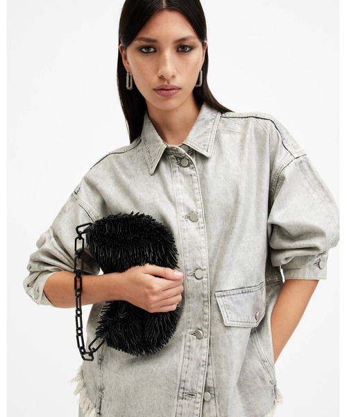 美品★ALLSAINTS オールセインツ 編み込みストラップ ショルダーバッグ ALLSAINTS（オールセインツ）の「SABINE CROCHET SHOULDER BAG
