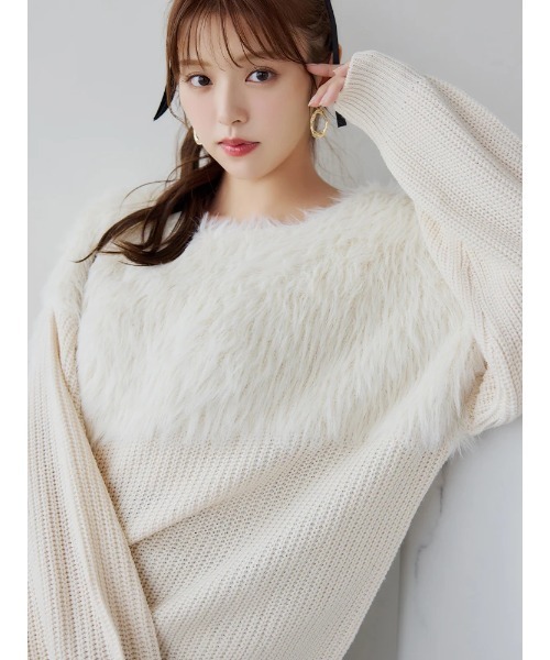 韓国 お洒落 ルーズ ジップアップ ニットセーター FCMM ニット セーター KNIT ZIP-UP/ニットジップアップ