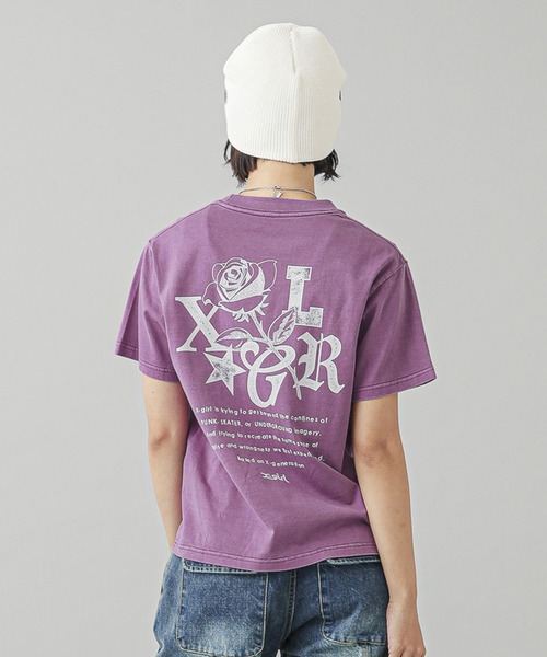 エックスガール X-girl ローズロゴ フェイデッド ショートスリーブ Tシャツ 105251011016 SS25 ROSE LOGO FADED S S TEE レディース OLIVE  正規取扱店 X-girl エックスガール ローズロゴ フェイデッド ショート