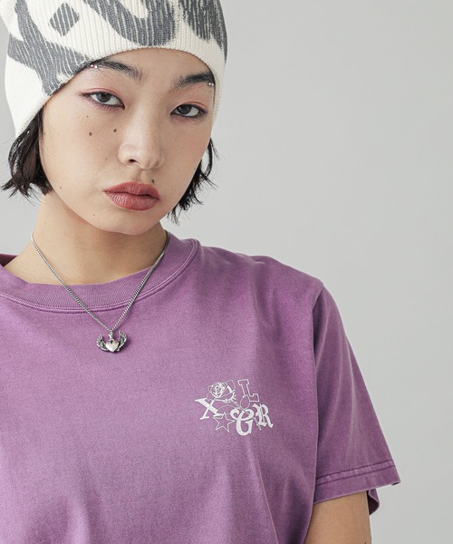 エックスガール X-girl ローズロゴ フェイデッド ショートスリーブ Tシャツ 105251011016 SS25 ROSE LOGO FADED S S TEE レディース OLIVE  正規取扱店 X-girl エックスガール ローズロゴ フェイデッド ショート