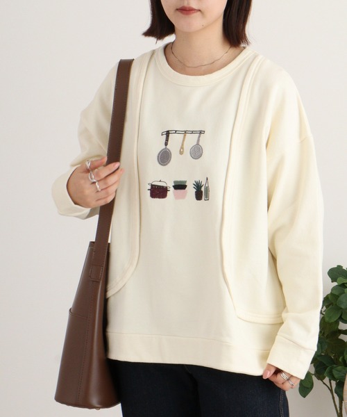 トレーナー スウェット EMAGO キッチン刺繍プルオーバー レディース