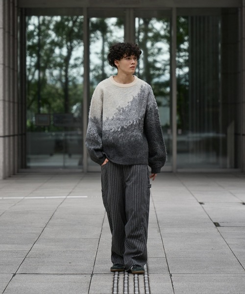 kutir パンツ CURVE PAINTER STRIPE SLACKS PANTS/カーブ