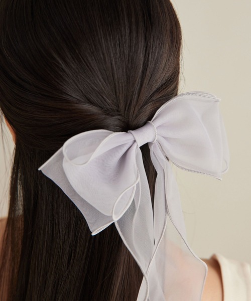 vacanza ヘアクリップ ふわっとゆれるロングリボン．ヘアクリップ